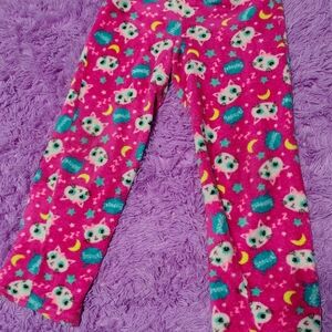 Playful Pink Cat Print Kids Pajama Bottoms